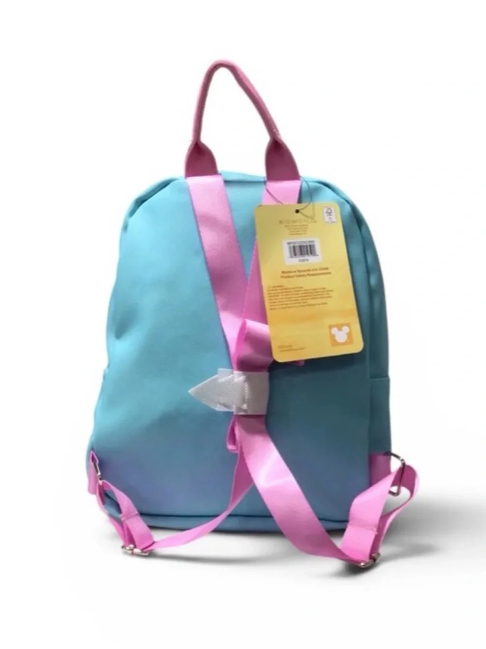 Disney Blue and Pink Stitch Mini Backpack with Pom-Pom Charm